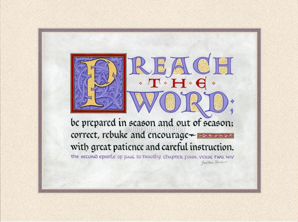 II Timothy 4:2 NIV, Sand Mat 9" x 12"