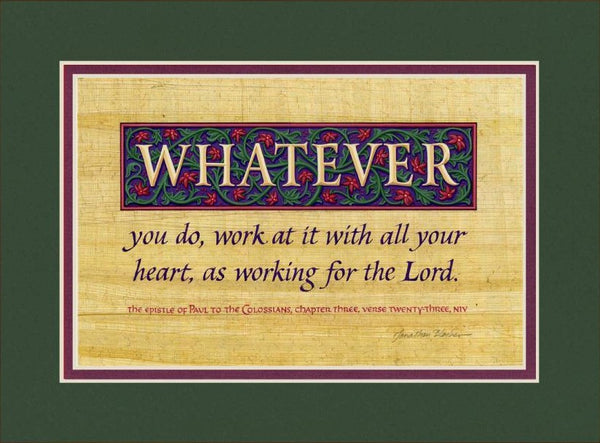 Colossians 3:23 NIV, Forest Green Mat 9" x 12"
