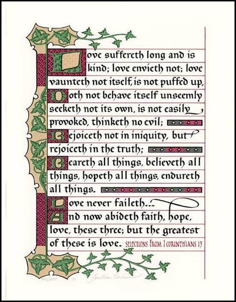1 Corinthians 13:4-8a, 13 KJV, Print Only 11" x 14"