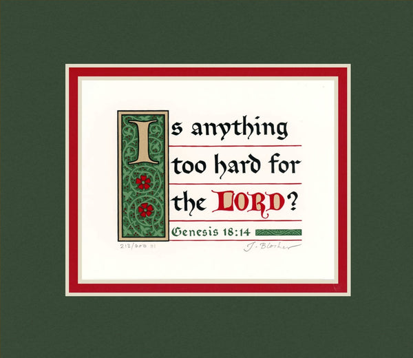 Genesis 18:14 KJV, Forest Green Mat 8" x 10"