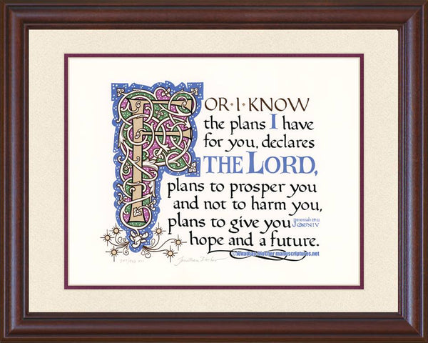 Jeremiah 29:11 NIV, Mahogany Frame & Sand Mat 16" x 20"
