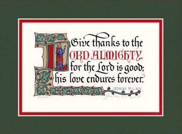 Jeremiah 33:11 NIV, Forest Green Mat 9" x 12"