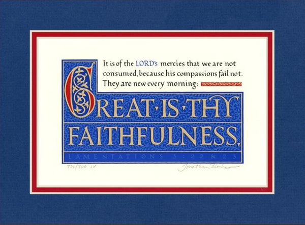 Lamentations 3:22-23 KJV, Royal Blue Mat 9" x 12"