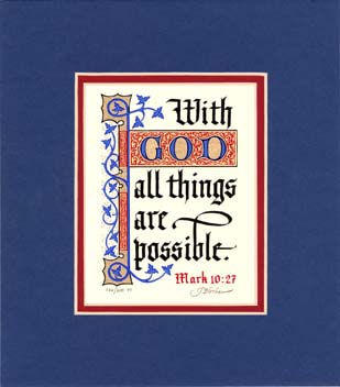 Mark 10:27 KJV, Royal Blue Mat 7" x 8"