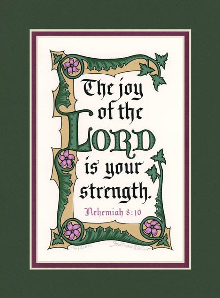 Nehemiah 8:10 KJV, Forest Green Mat 9" x 12"