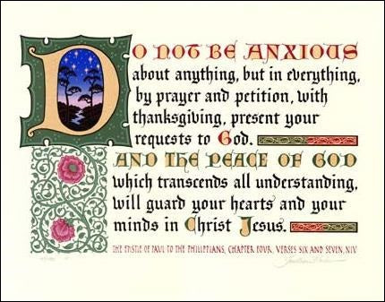 Philippians 4:6-7 NIV, Print Only 11" x 14"