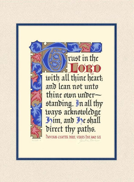 Proverbs 3:5-6 KJV, Sand Mat & Royal Blue Liner 12" x 16"