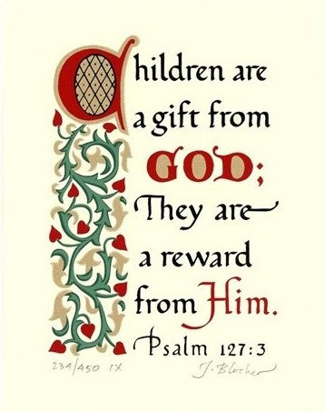Psalm 127:3 KJV, Print Only 4" x 5"
