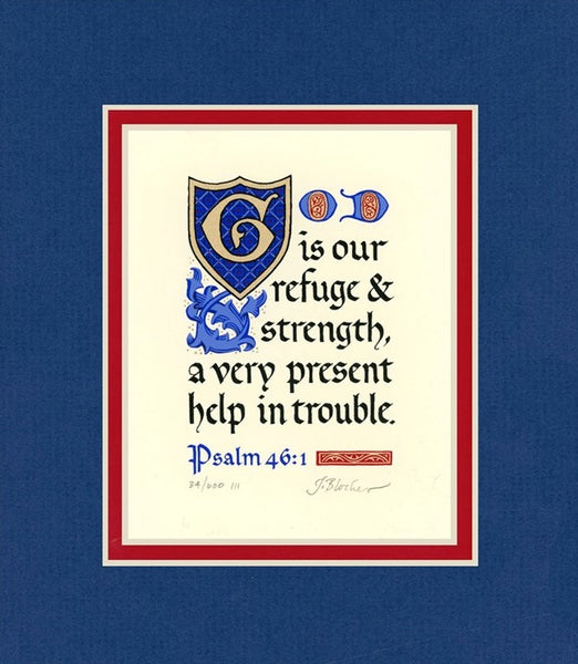 Psalm 46:1 KJV, Royal Blue Mat 8" x 10"