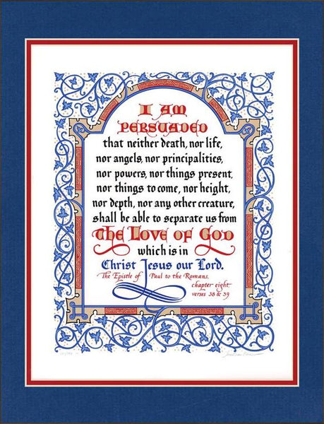 Romans 8:38-39 KJV, Royal Blue Mat 14" x 18"