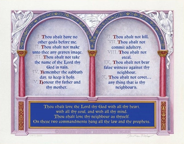 The Great Commandments Exodus 20:1-17, Matthew 22:37-40, KJV, Print Only 11" x 14"