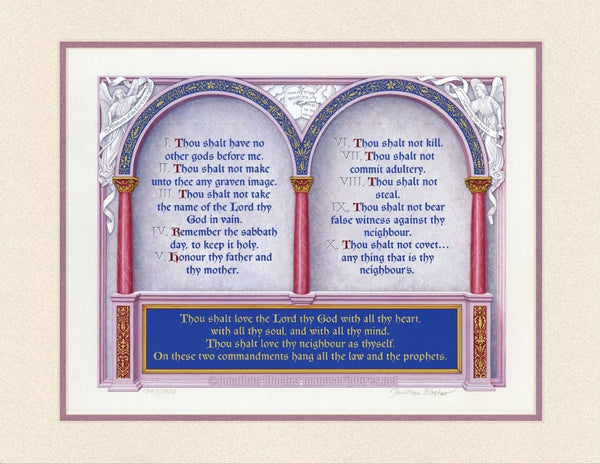 The Great Commandments Exodus 20:1-17, Matthew 22:37-40, KJV, Sand Mat 14" x 18"