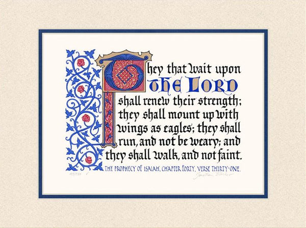 Isaiah 40:31 KJV, Sand Mat & Royal Blue Liner 12" x 16"