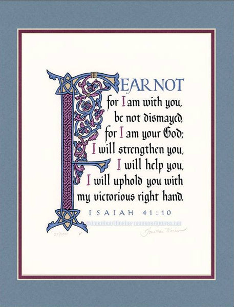 Isaiah 41:10 NIV, Sky Blue Mat 14" x 18"