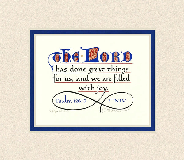Psalm 126:3 KJV, Sand Mat & Blue Liner 7" x 8"